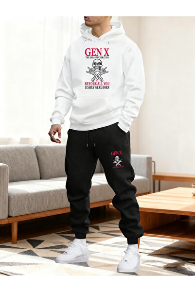 ALEYZA MODA Printed Top and Bottom Tracksuit Set Oversize Hooded