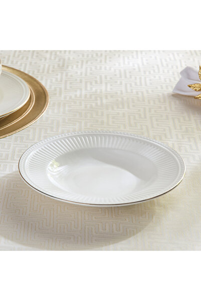 Home Box Embossed Line New Bone China Soup Plate - 22 cm