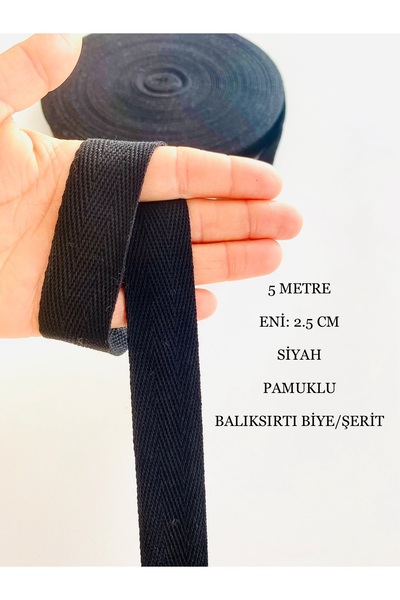 seyranat 5 метрів шириною 2,5 см, чорна бавовняна тканина з щільним переплете...
