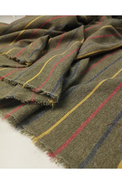 Kumaş Parça Fine Weaving with Green Transverse Stripes (Width 145 cm X Length...