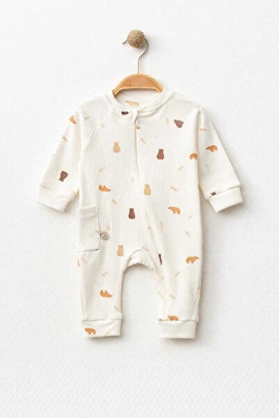 LİLİYUM Yenidoğan %100 Pamuklu Bebek Tulum-Ayıcıklı Desenli, Fermuarlı, Uzun ...