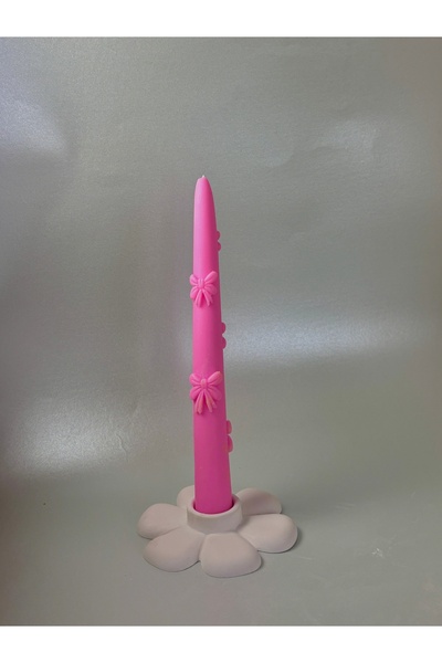 EDYAMUM Şamdanlı Çiçek Detaylı Şam’dan Mum | El Yapımı Soya Wax