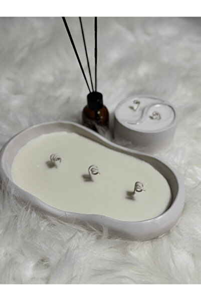 Lethe Design 3’lü Dekoratif Soya Wax Mum Seti | Dalga Form Mum + Yin Yang Mum...