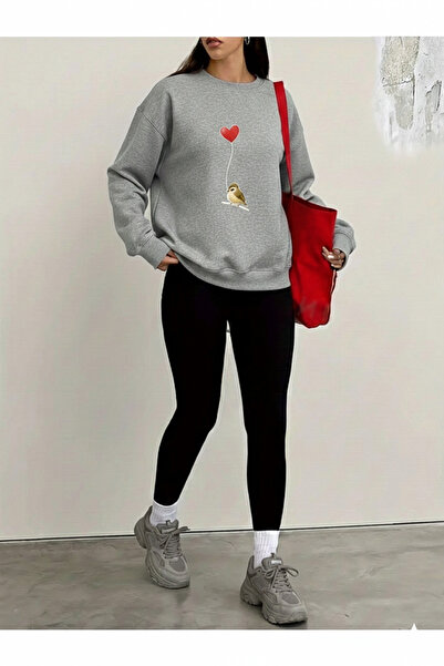 WOODROFFE Women's Black Leggings - Gray Sweatshirt Set 2-Piece Combination Ov...