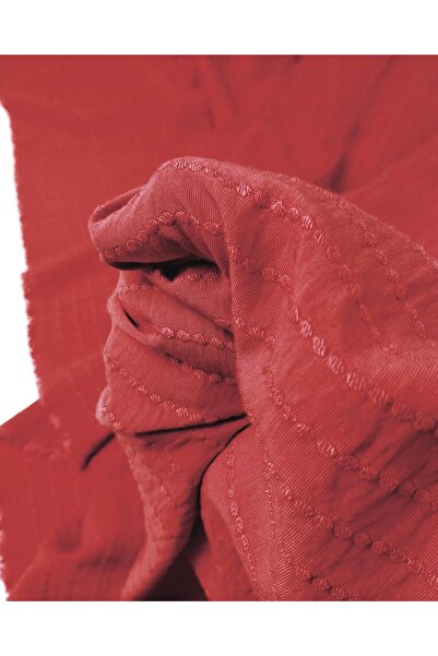 Kumaş Parça Red Colored Viscose Woven Fabric (Width 135 cm X Length 170 cm)
