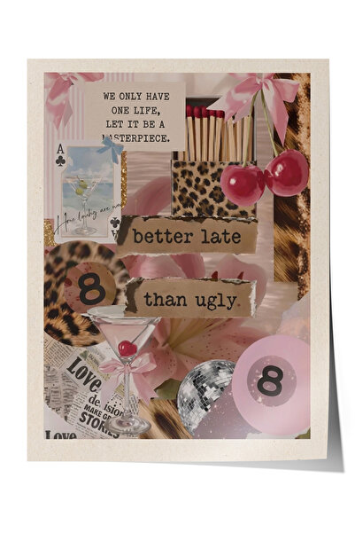 Zestia Poster cu model leopard, ilustrație estetică roz, decor pentru camera ...