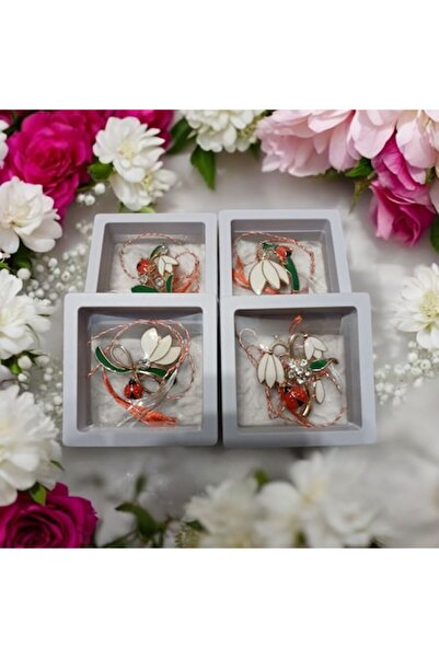 Vision XXI Set of 4 Brooches with Rhinestones, 4 cm, Snowdrop Model