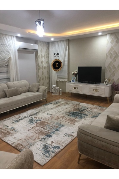 LİMAY Carpet Cover - Sponge-Free, Washable, Velvet Fabric, Elastic Living Roo...