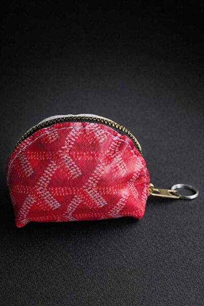 KAYLANIN DÜNYASI Coin Purse Gift Red Plaid Pattern Mini Wallet with Keychain