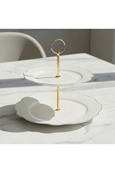 Generic حامل كيك عاجي من طبقتين - 27 سم + 21 سم