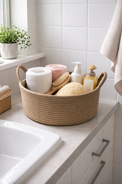 ÖRGÜM Organizator decorativ pentru coș Organizator pentru baie Organizator mu...