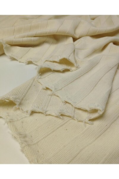 Kumaş Parça Knitted Knitwear in Cream Color (Width 180 cm X Length 210 cm)