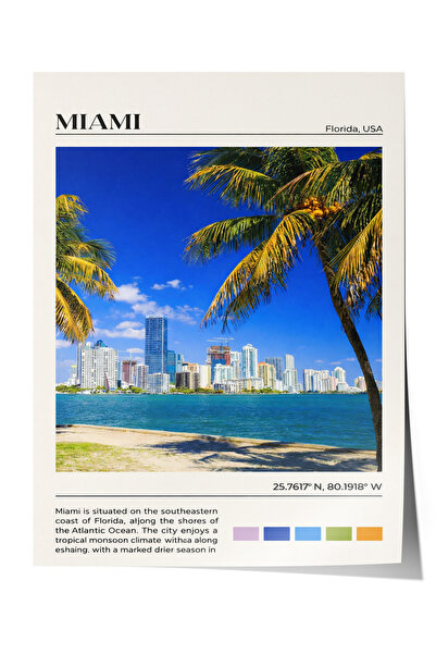 Zestia Poster Miami Palm Beach Gradski pejzaž Dekoracija dnevne sobe