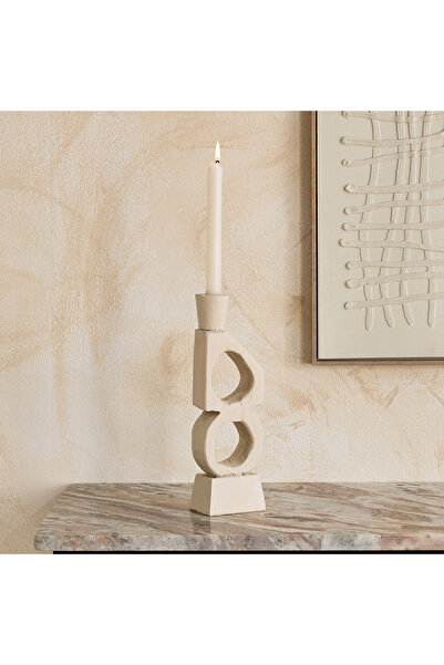 Home Box حامل شموع مدبب مزخرف من الراتنج من فريسكو فيلا - 10 × 6.5 × 31.7 سم
