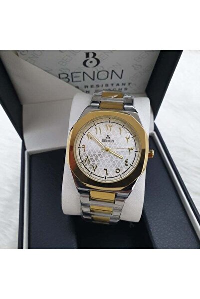 benon Men's Waterproof Watch with Silver and Gold Bracelet