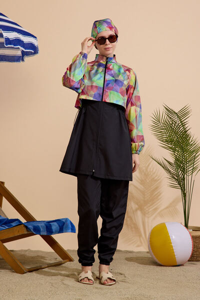 GAVLİA Women's Hijab Swimsuit 4-Piece Set - Full Coverage with Zipper..