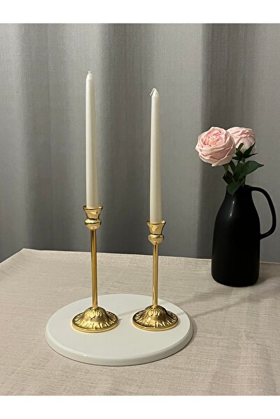 LUXAY HOME RUSTİK MODEL GOLD RENGİ 2'Lİ ŞAMDAN & MUMLUK SETİ