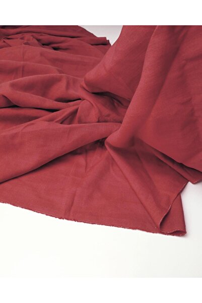 Kumaş Parça Linen in Burgundy Red with Interlaced Colors (Width 140 cm X Leng...
