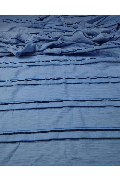 Kumaş Parça Blue Navy Blue Woven Fabric with Wave Pattern (Width 140 cm X Len...