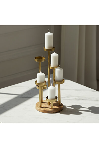 Generic حامل شموع عمودي مزخرف من كاسا فيرو - 15.5 × 15.5 × 34 سم