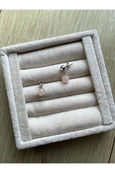 Pel Design Pink Quartz Steel Zircon Stone Earrings Handmade