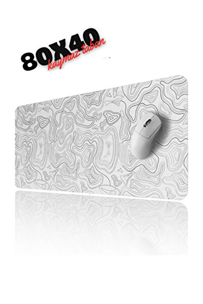Hietech Mousepad White Contour Speed Hızlı Yüzey Kaymaz Taban Gaming Oyuncu M...