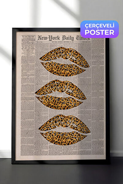 Zestia Crna ukrasna slika na zidu Sa leopard dezenom Usne Pop Art Dekoracija ...