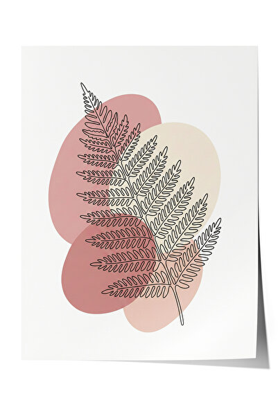 Zestia Poster Pastel Geçişli Minimal Foliage Leaf Drawing Decor pentru sufrag...