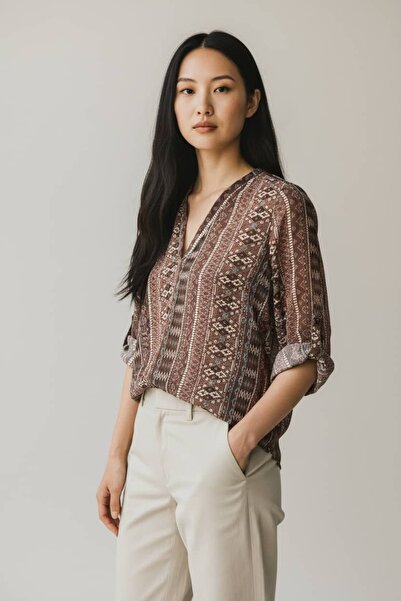 TNCY V Yaka Apoletli Salaş Kesim Bluz