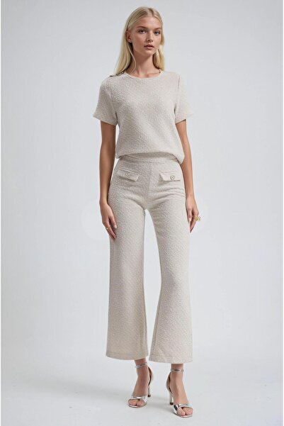 Lijuri Textured blouse and wide-leg pant set 10316