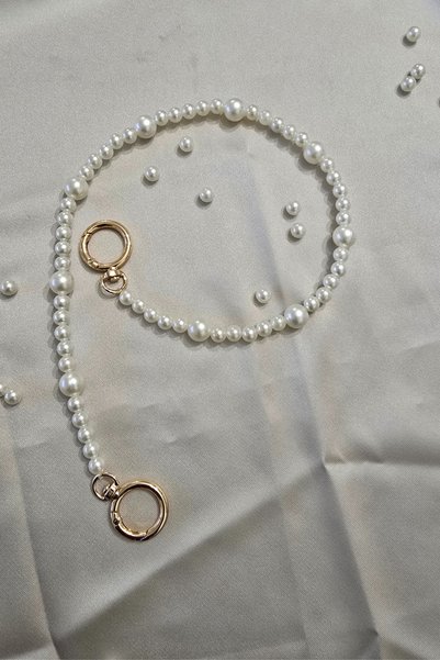 BagsMadame Accesoriu pentru geantă cu perle, Mâner de geantă cu perle de 55 cm, Mâner pentru geantă, Lanț cu perle
