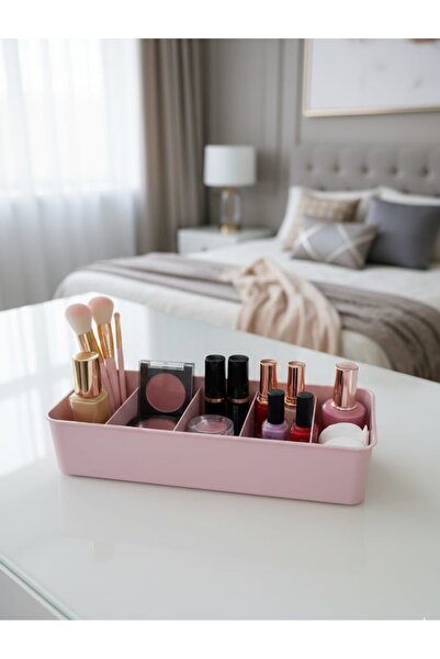 HomeBasics Οργανωτής Μακιγιάζ Συρτάρι Γραφείου Πλαστικό Ροζ 1 Τεμάχιο