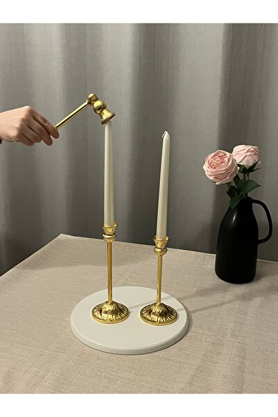 LUXAY HOME RUSTİK GOLD 2'Lİ ŞAMDAN & MUM SÖNDÜRÜCÜ SETİ
