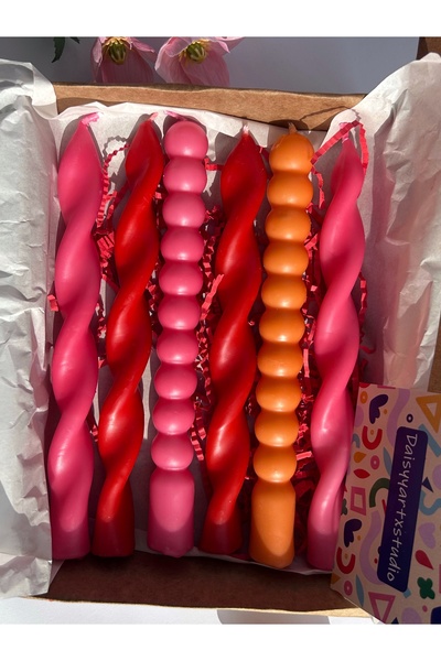 Daisyyartxstudio 6’lı mum seti şamdan mum zarif & bubble pamuklu fitil