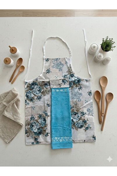 FERAY TEXTILE Desenli Mutfak Önlüğü ve Kadife Havlu Seti (30x50) – Şık & Kull...