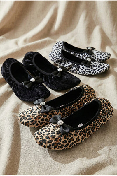 Mijja 3'lü Set Taşlı Fiyonklu Kadife Ev Babeti, Günlük Hediye Çeyizlik Kaymaz...