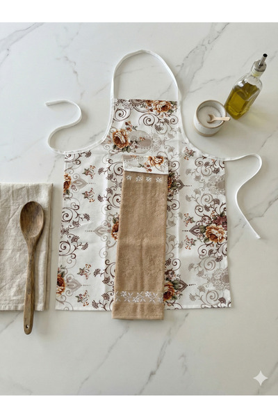 FERAY TEXTILE Desenli Mutfak Önlüğü ve Kadife Havlu Seti (30x50) – Şık & Kull...