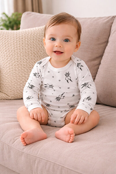 Atlas Baby House بدلة أطفال حديثي الولادة مصنوعة من القطن بنسبة 100% بأكمام ط...