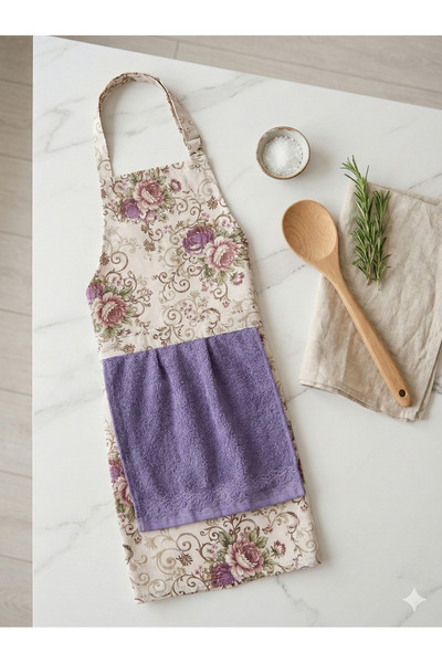 FERAY TEXTILE Desenli Mutfak Önlüğü ve Kadife Havlu Seti (30x50) – Şık & Kull...