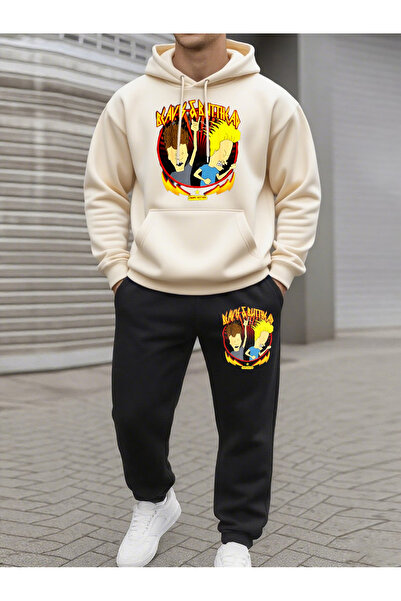 ALEYZA MODA Printed Top and Bottom Tracksuit Set Oversize Hooded