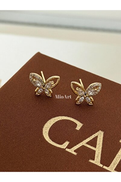 MioArt Women's Mini Butterfly Stone Steel Earrings