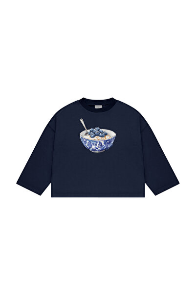 lethestudios Breakfast Bowl Baskılı Uzun Kollu Basic T-Shirt