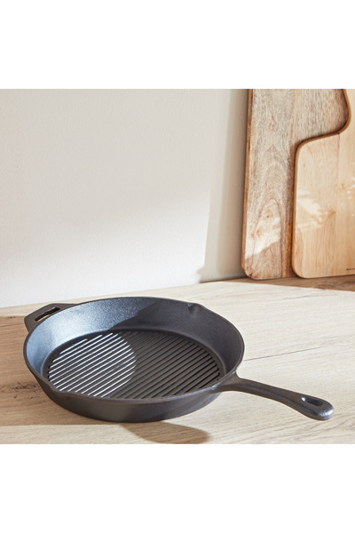 Generic مقلاة فيريا المصنوعة من الحديد الزهر - 29.5 سم