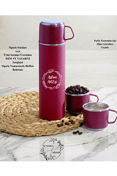 Penguen Kişiselleştirilmiş Paslanmaz Çelik 3 Bardaklı Termos 500ml - 6 Saat S...