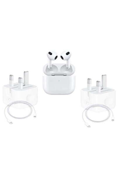 Generic بكج سماعه ابل الجيل الثالث +2 فيش جداري + 2 كيبل متين وعالي الجودة وش...