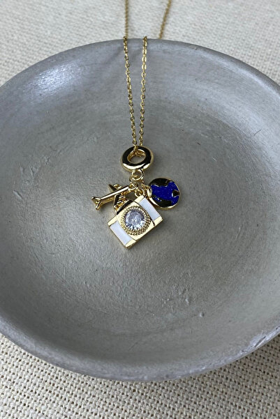 Brethils Hanging Airplane Charm Necklace Travel Themed Gift Boxed 45 cm