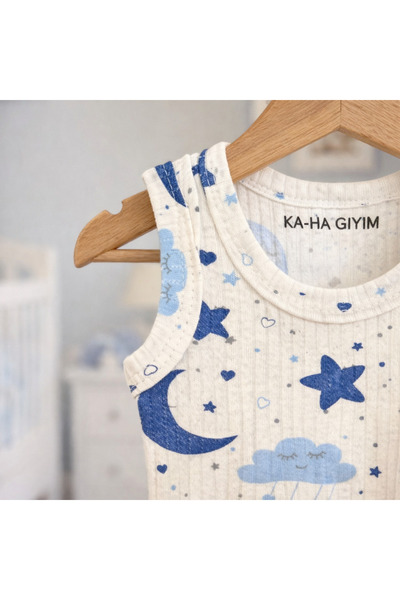 KA-HA Giyim %100 Pamuklu /Desenli/4'lü Çıtçıtlı Bebek Body Zıbın / Pamuklu Bebek Atlet / Bebek Çıtçıtlı/Organik
