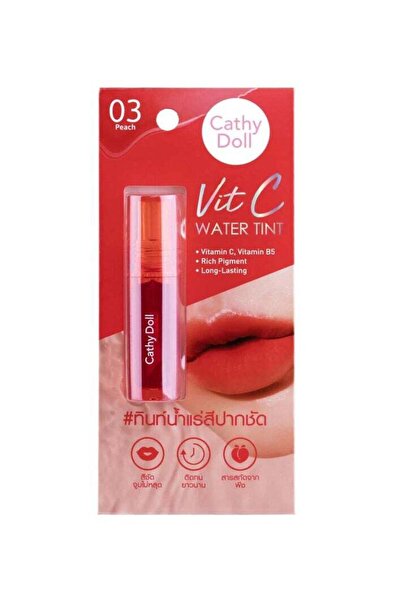 Cathy Doll Peach Water Tint – 03 | Natural Lip Stain with Vitamin C, Jeju Wat...