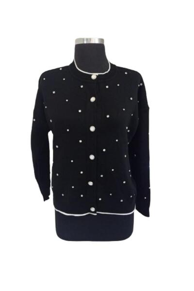 ZY BUTİK كارديجان بتفاصيل من الحجر الأسود