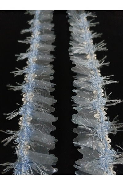 ULUPAMİR شريط إكسسوارات ستارة مكشكشة باللونين الأزرق والأبيض بطول 1 متر